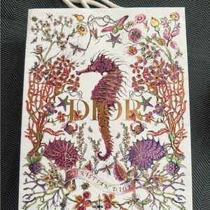 Christian Dior Floral Seahorse Gift Bag Limited Edition + Box + Ribbon